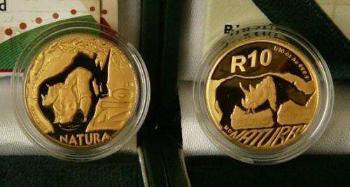#### SA Mint RHINO GOLD COIN COMBO #### TWO 24 carat Gold Coins,ONE price!