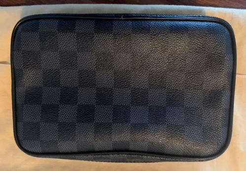Authentic- LOUIS VUITTON Damier Graphite Toilet Pouch PM