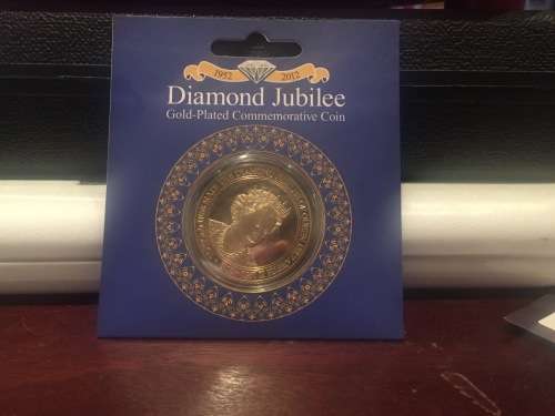 Queen Elizabeth II Diamond Jubilee gold plated commemorative coin