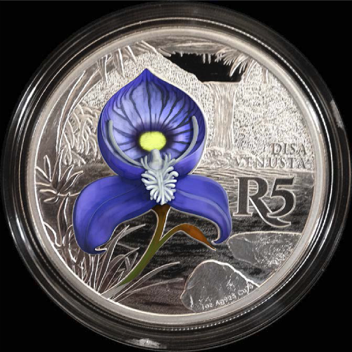 *#* 2016 SA MINT COLOURED COIN SERIES - Crown size Blue Bearded Disa *#*