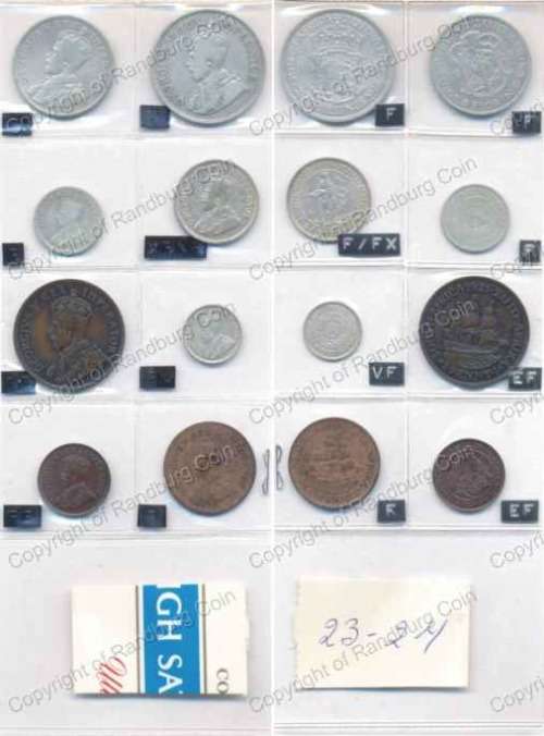 *#* 1923 SA Union Coins Set in a plastic sleeve, grades as per original collector *#*