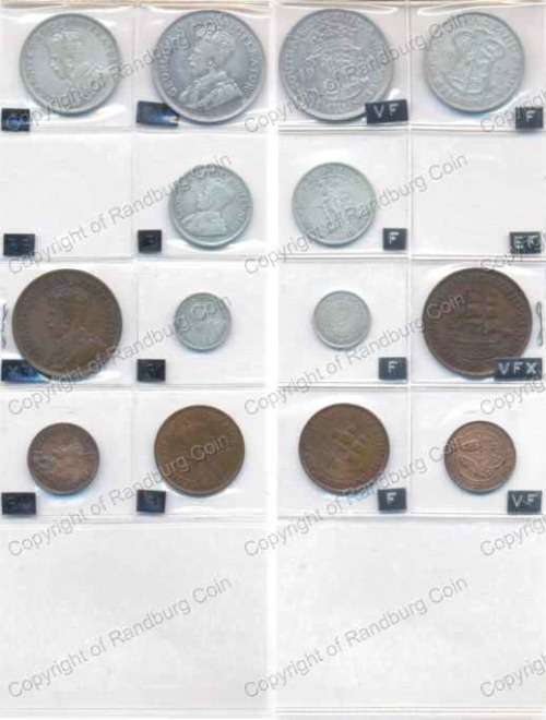 *#* 1924 SA Union Coins Set in a plastic sleeve, grades as per original collector *#*