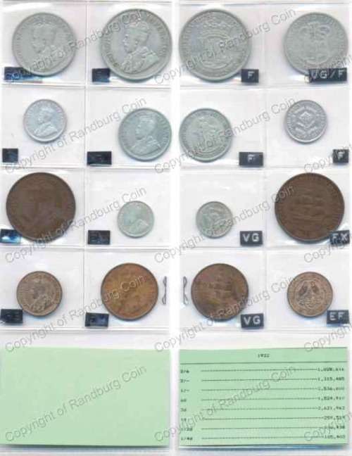 *#* 1932 SA Union Coins Set in a plastic sleeve, grades as per original collector *#*