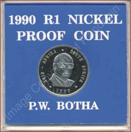 *#* SA Mint 1990 Nickel Proof P.W. Botha R1 Coin *#*