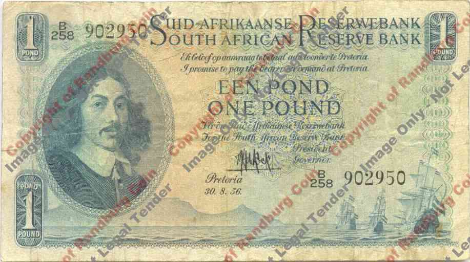 *#* MH DE KOCK - 3rd Issue - One Pound (Afr/Eng) VG/F - bottom edge tears *#*