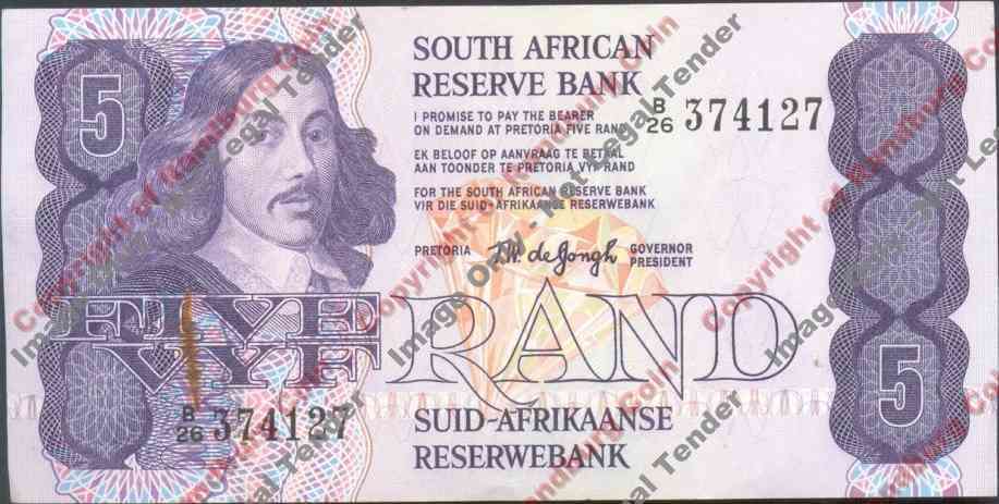 *#* GPC De Kock 2nd Issue - Five Rand Note VF - Rust mark on reverse *#*
