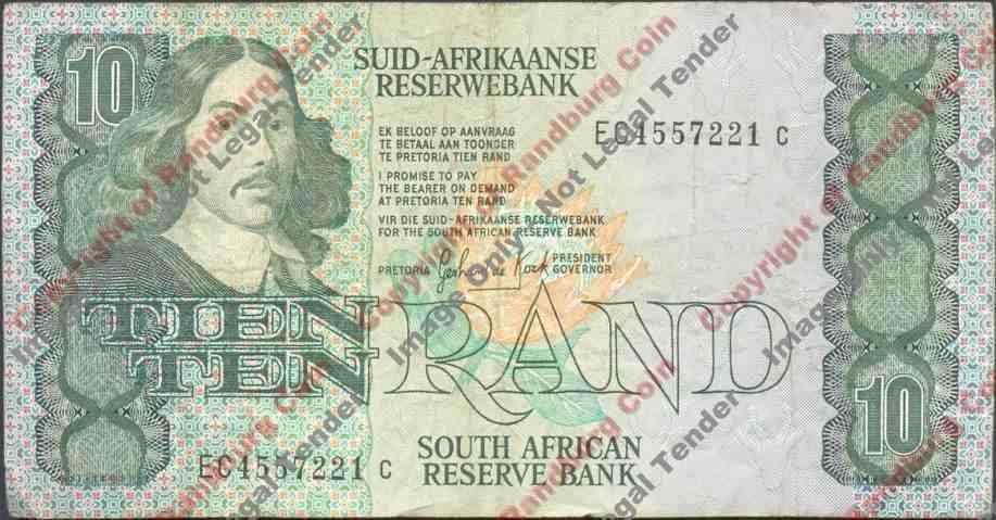 *#* GPC De Kock 3rd Issue - Ten Rand Note 1985 - F+ *#*