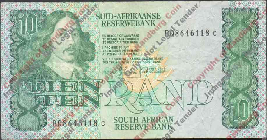 *#* GPC De Kock 3rd Issue - Ten Rand Note 1985 - VF *#*