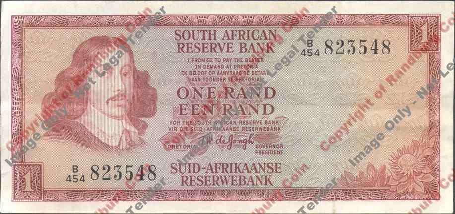 *#* TW de JONGH - 3rd Issue - 1 Rand (Eng/Afr) - VF *#*
