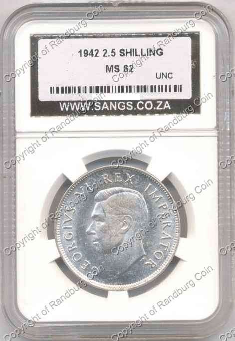 *#* 1942 SANGS TWO SHILLING SLABBED MS 62 *#*