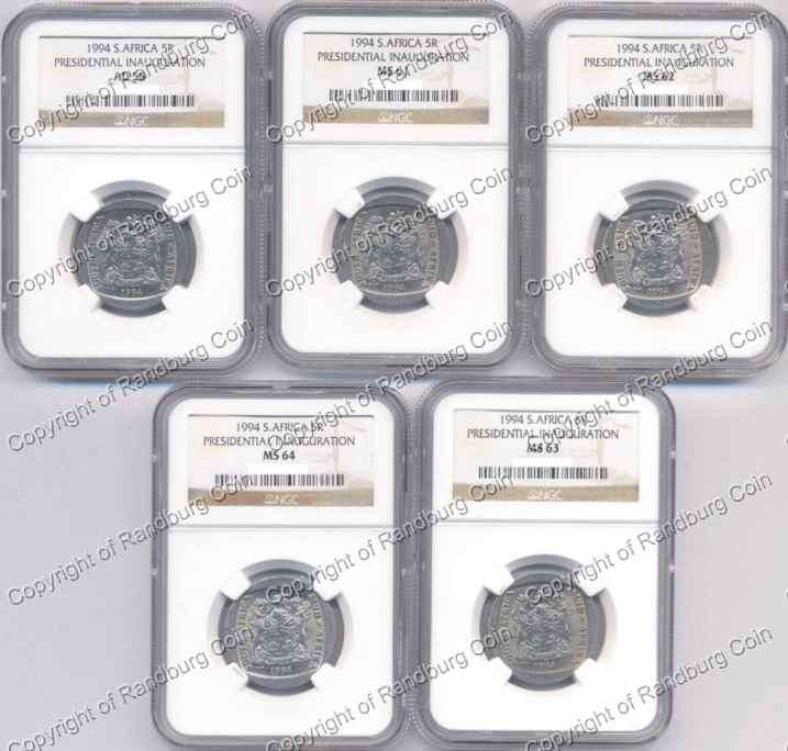 *#* 1994 NGS slab R5 Presidential Inauguration Set - various grades per description *#*