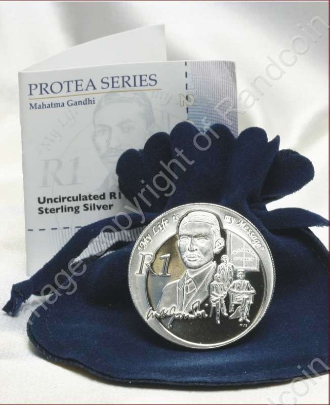 *#* SA 2008 Silver R1 Uncirculated Mahatma Gandhi Mintage 3707*#*