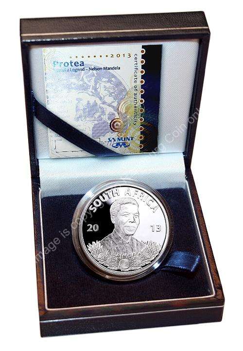 2013 SILVER Proof Protea R1 - (Sterling Silver) MANDELA - Life of a Legend