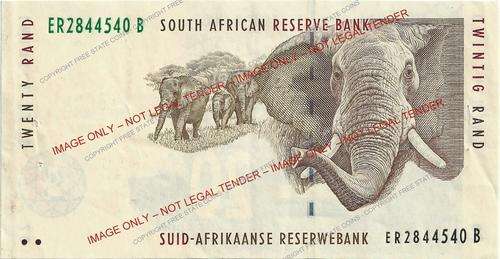 T.T. Mboweni First Issue R20 Banknote *ERROR NOTE* Missing Background on Front of Note