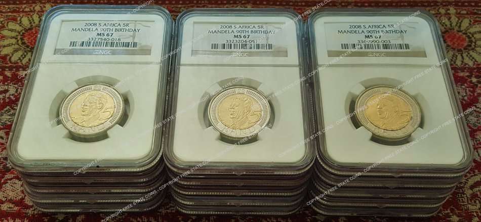 2008 Nelson Mandela 90th Birthday R5 MS67 *Lot of 15*