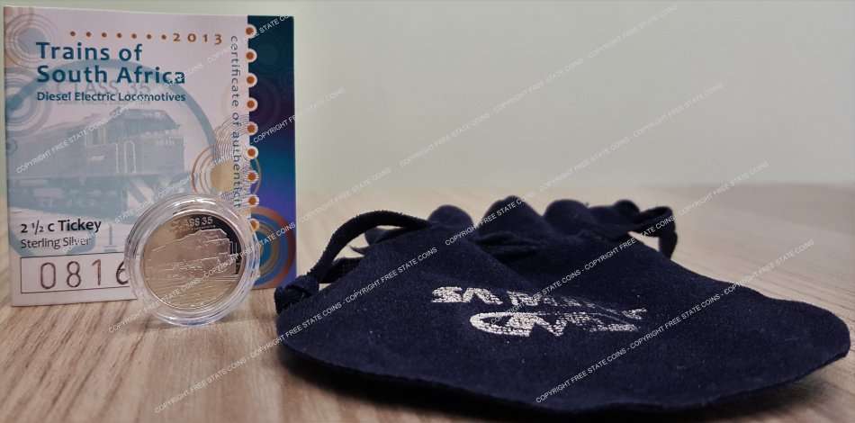 2013 S.A. Mint Silver Proof Tickey (2 1/2c) Train Series: Diesel Electric