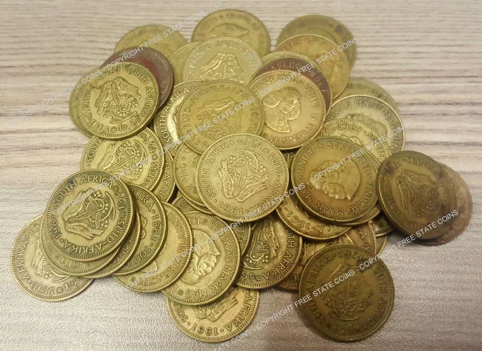 1961 Republic of South Africa Half Cent (1/2c) Packet of 50