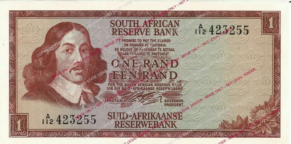 1966 South Africa G. Rissik Second Issue R1 Banknote (UNC) *50% Off!*