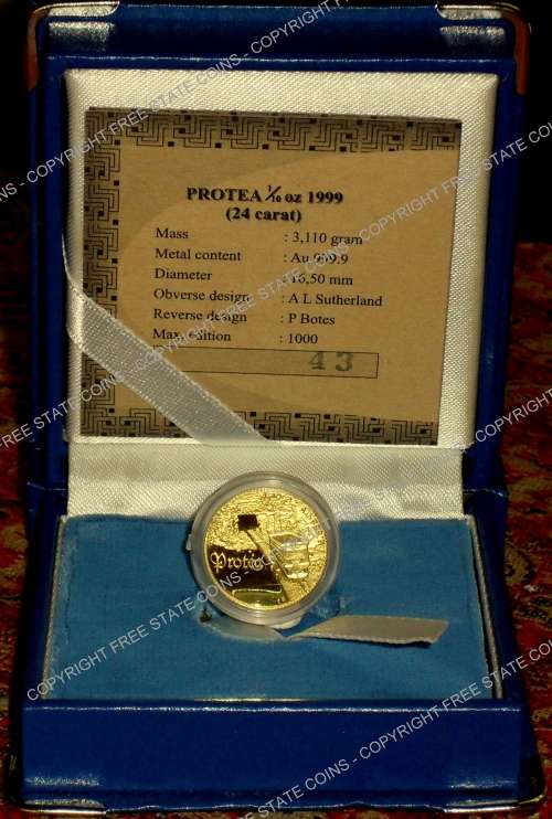 1999 Protea Series Proof 1/10oz Gold Coin - Mining/Gold Miner *Only 461 Minted!*