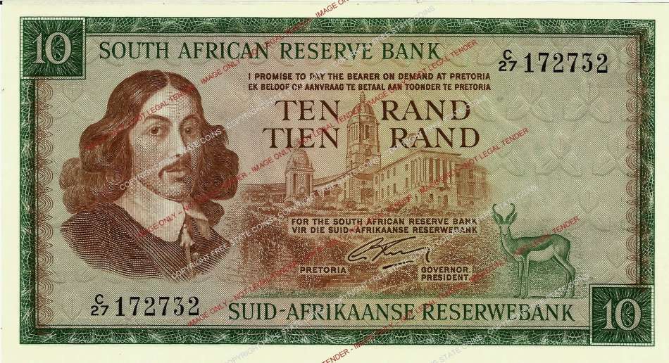 1966 South Africa G. Rissik 2nd Issue R10 Banknote (UNC) *50% Off!*