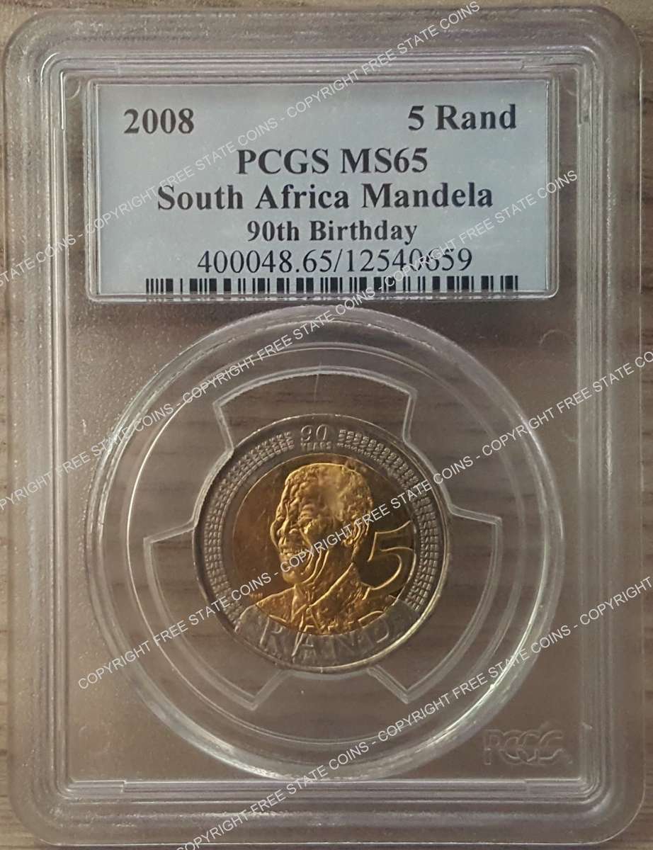 2008 Nelson Mandela 90th Birthday R5 Graded MS65 by PCGS