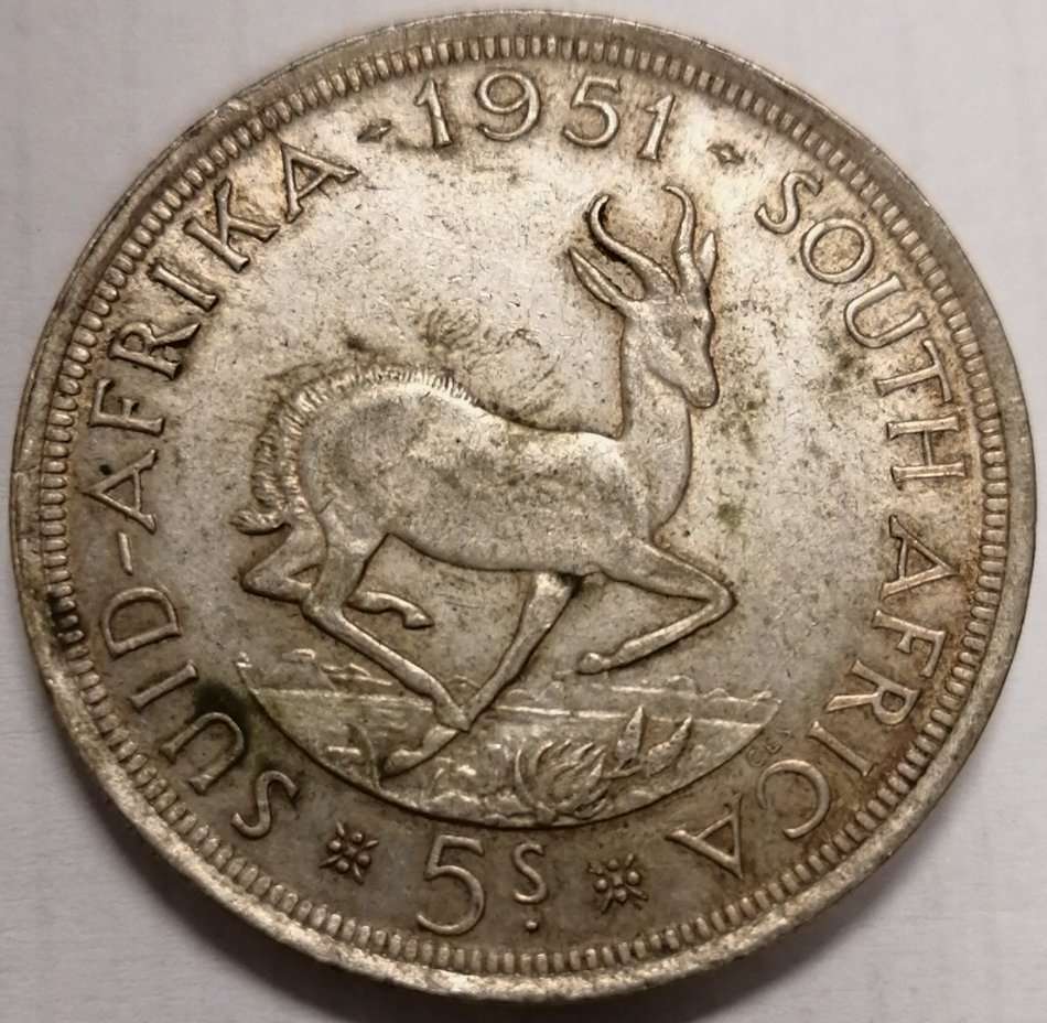 1951 Union of South Africa Five Shilling (5/-)