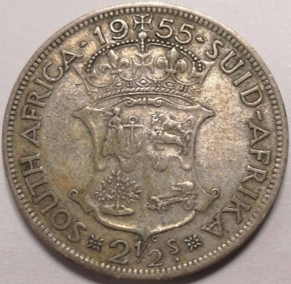 1955 Union of South Africa Two and a Half Shilling (2/6)