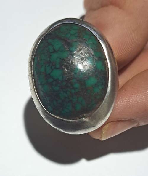 !!!RARE!!!14.17gm Hand crafted Indian Turquoise 925 silver ring!!!