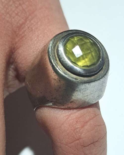 !!!RARE!!!9.00gm Hand crafted Yellow Quartz 925 silver ring!!!
