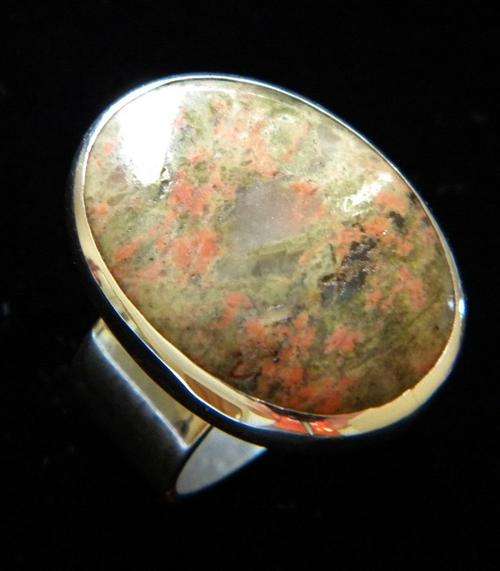 LOVELY!!!Natural Unikite Silver Ring NR!!!