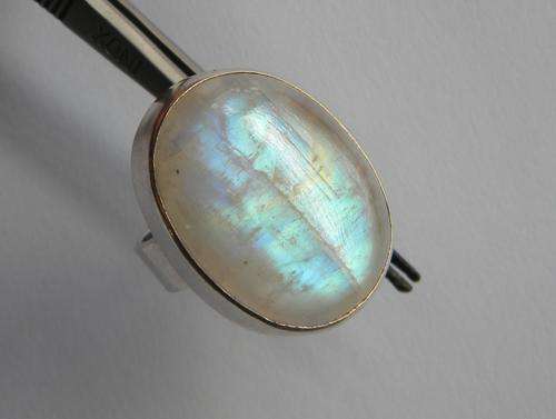 Big!!! Natural Rainbow Moonstone 925 Silver Ring~ NR!!