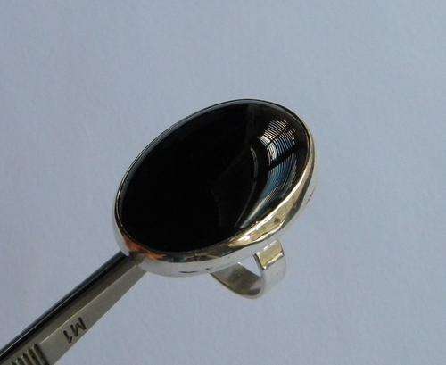 Huge!!! Natural Onyx 925 Silver Ring~ NR!!