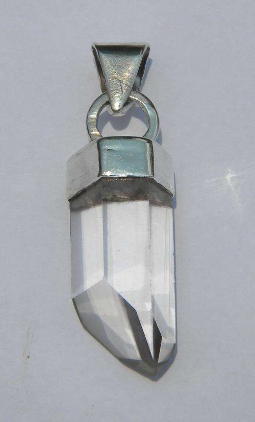 11 grm Stunning!! Natural Madagascar Clear Quartz  Sterling Silver Pendant ~ NR!!!