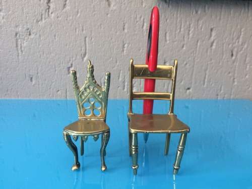 Brass Miniature Chairs x2