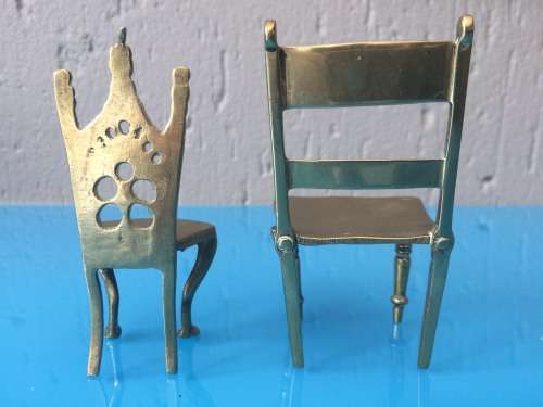 Brass Miniature Chairs x2