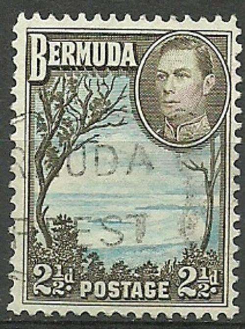 BERMUDA 1938  KING GEORGE VI  2 1/2D BLACK & BLUE + WATERMARKS