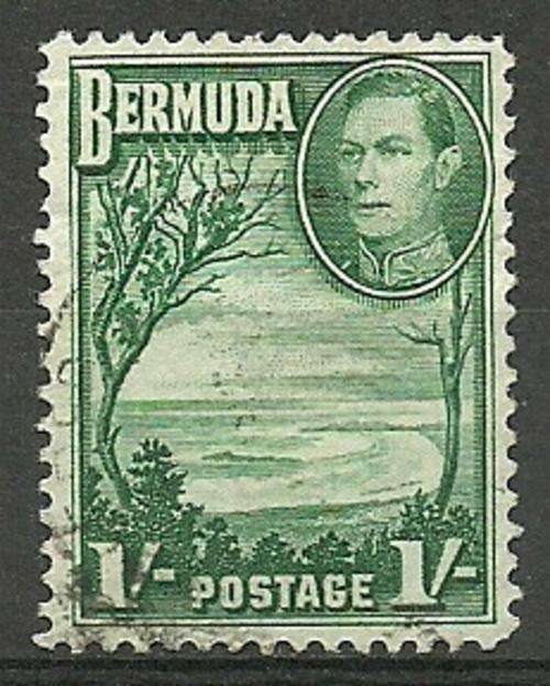 BERMUDA 1938  KING GEORGE VI  1S GREEN + WATERMARKS