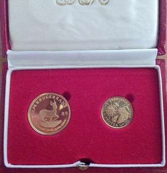 1/4 oz Gold Kruger Rand 1985 + 1988 1/10oz gold Dias Protea COMBO!!!!