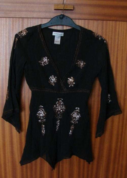 Black shiffon Warehouse top with gold - size 32