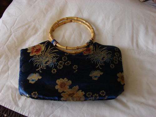 Blue silk Chinese bag