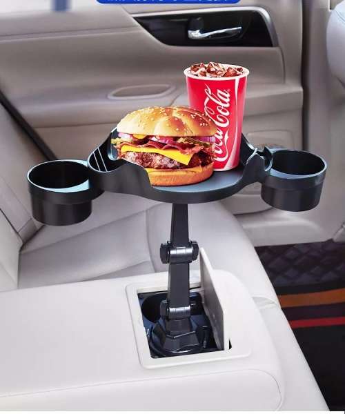 Multifunctional Car Tray with Rotatable Cup Holders