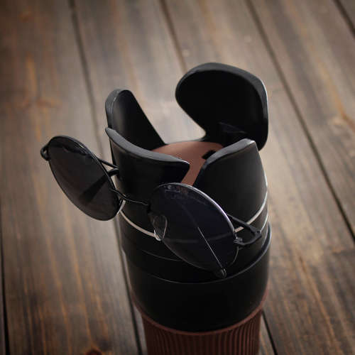 Multi-Cup Car Cup-Holder and Storage - Brown