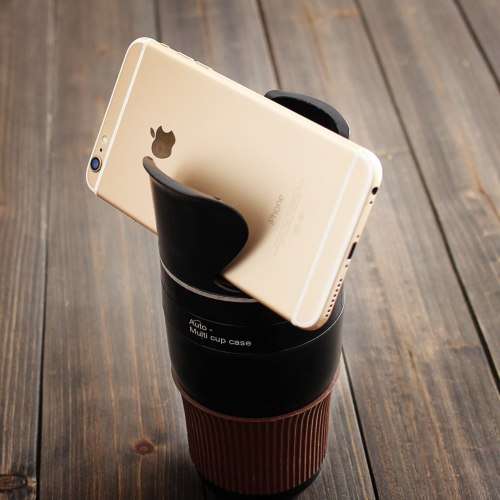 Multi-Cup Car Cup-Holder and Storage - Brown