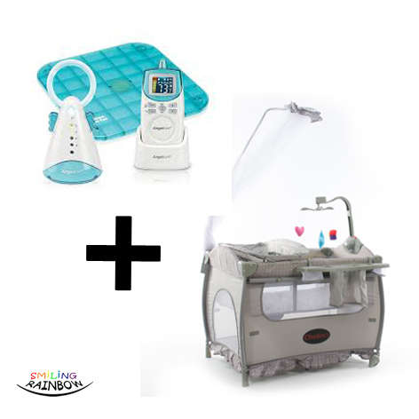 Angelcare AC401 Baby Monitor + Chelino Tiffany White Dots Cot | Mum2B Startup Combo