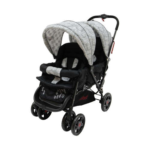 Chelino H802 Tandem Twin Stroller | Black Leaf