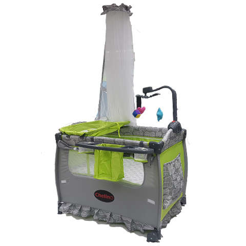 Chelino Tiffany Baby Camp Cot - Green Leaf