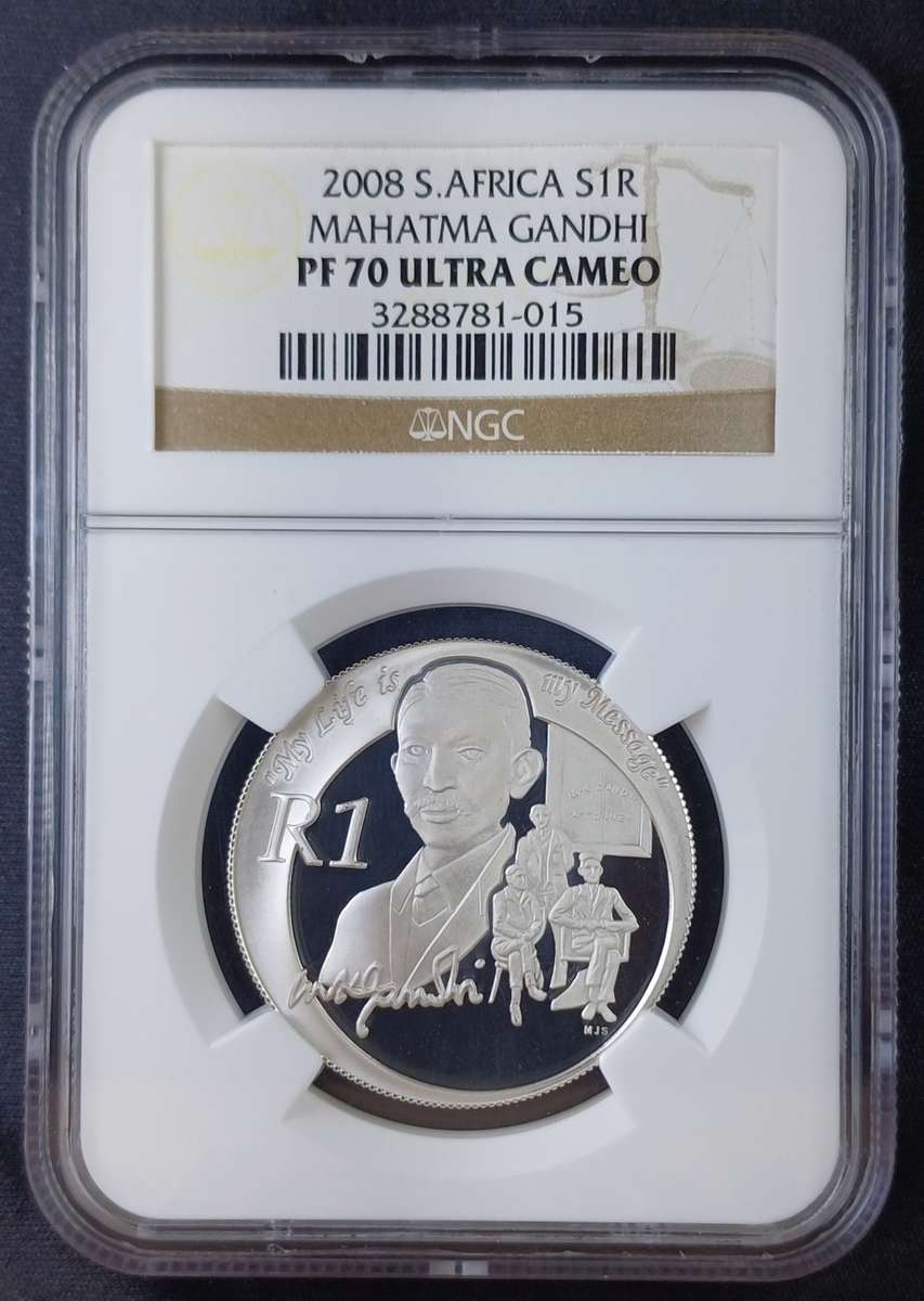 2008 Silver R1 * NGC PF70 UC `Mahatma Gandhi`