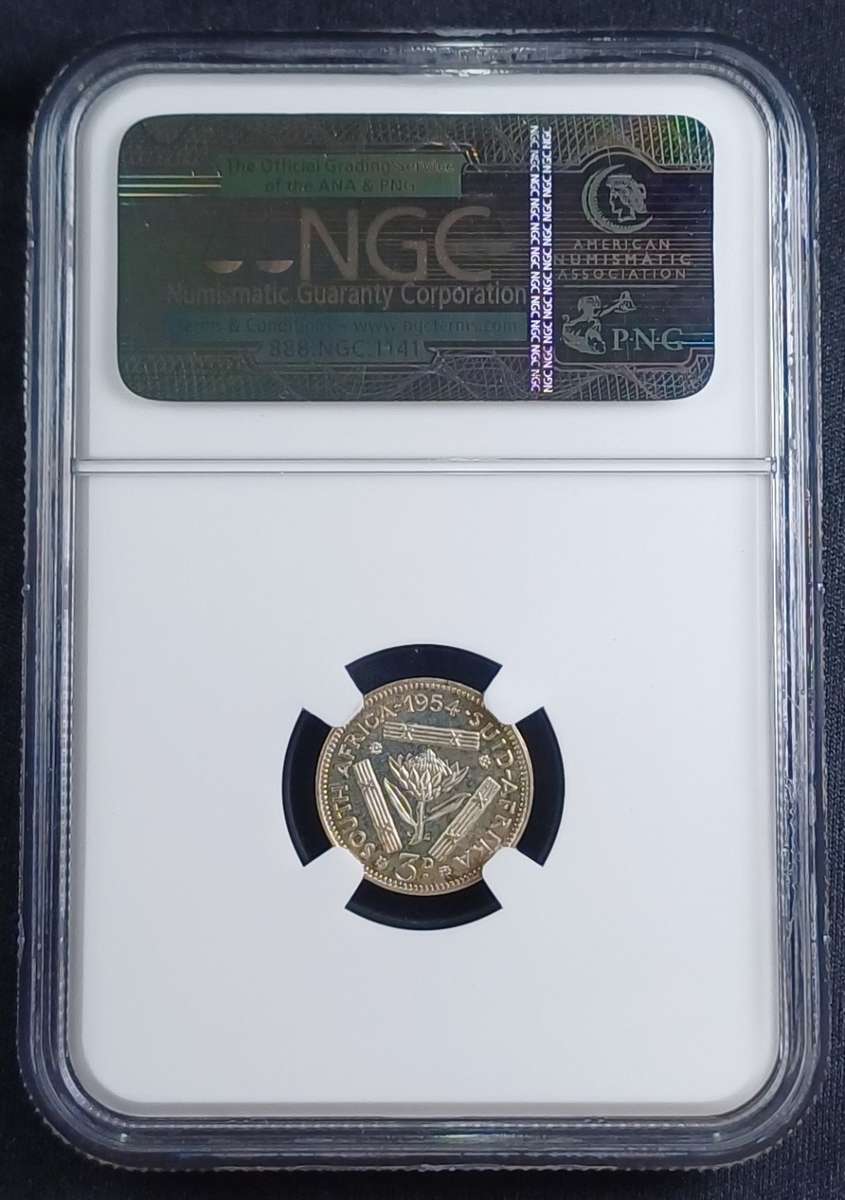 1954 SA 3 Pence * NGC PF66 - Some toning on coin