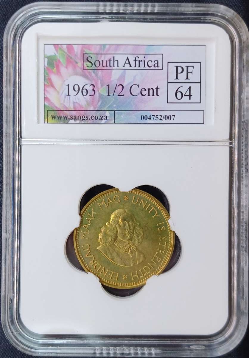 1963 SA ½ Cent * SANGS PF64
