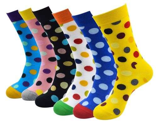 6 Pairs Pageryani Mens Socks - Happy Socks (Assorted Colour)